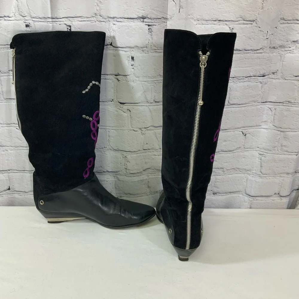 Casadei Knee High Suede Boots - Picture 3 of 7